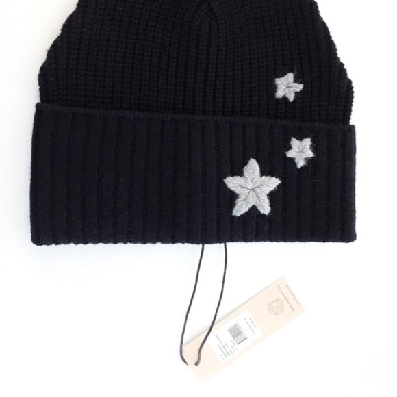NWT - REBECCA MINKOFF SOFT RIBBED BEANIE WITH EMBROIDERED STARS - Picture 5 of 5